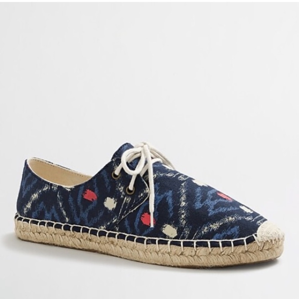 J. Crew blue ikat print espadrilles shoes women's 7 NWT - Picture 1 of 8